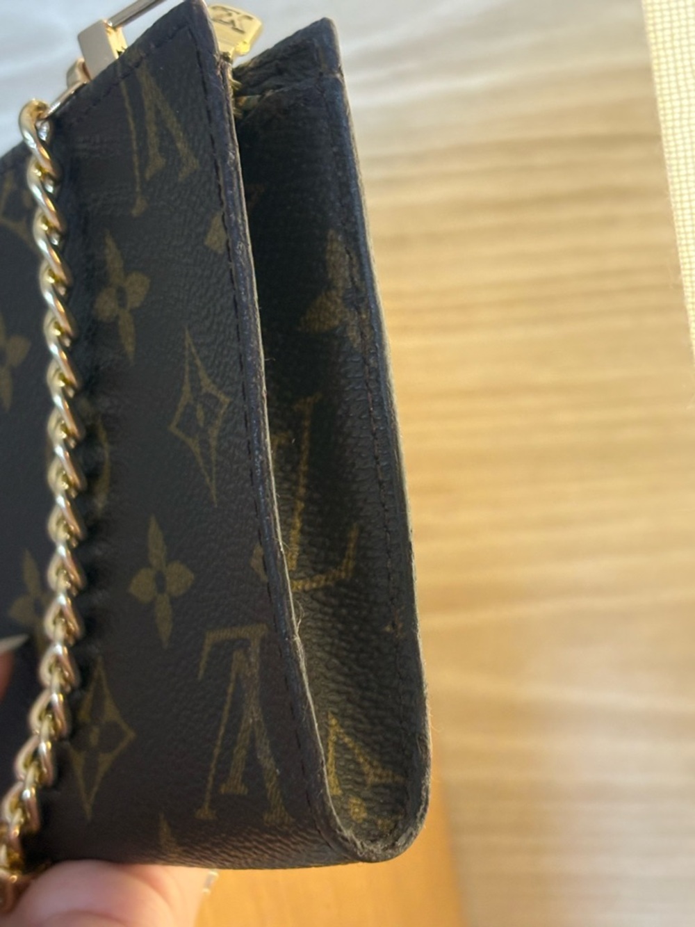 Auth Louis Vuitton Pochette Accessory Pouch GM Monogram Brown Leather - Picture 3 of 13